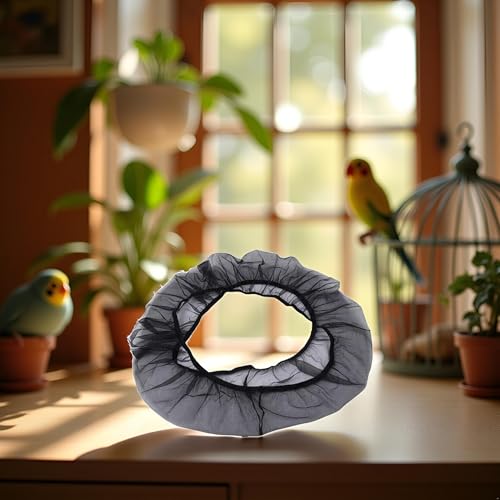 Image of 1Pc Black Small Bird Cage Cover,Bird Cage Dust Cover,Small Birdcage Seed Catcher Guard Net Cover,Nylon Pet Bird Cage, Gauze Birdcage Accessories Mesh Net Cover,Bonsai Protection Cover Pet Supplies