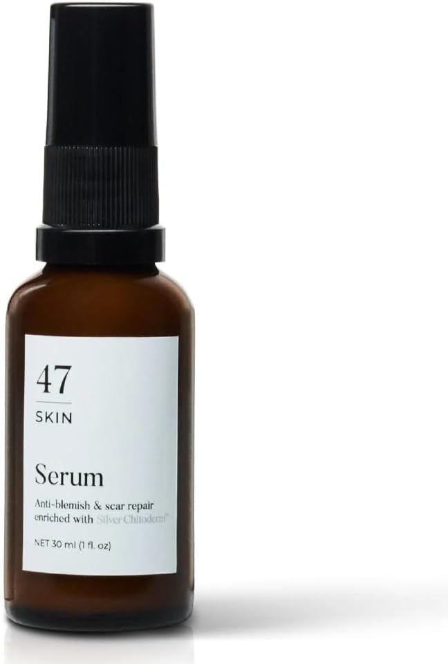 47 Skin Hydrating Face Serum for Clearing Acne & Scars, Anti-Blemish & Scar Repair Serum Skincare Treatment with Silver Chitoderm – Smooth Skin Moisturiser Facecare Serum for All Skin Types (1.01 oz)