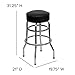 Flash Furniture Bruno Double Ring Chrome Backless Barstool with Black Upholstered Seat and Integrated Footrest