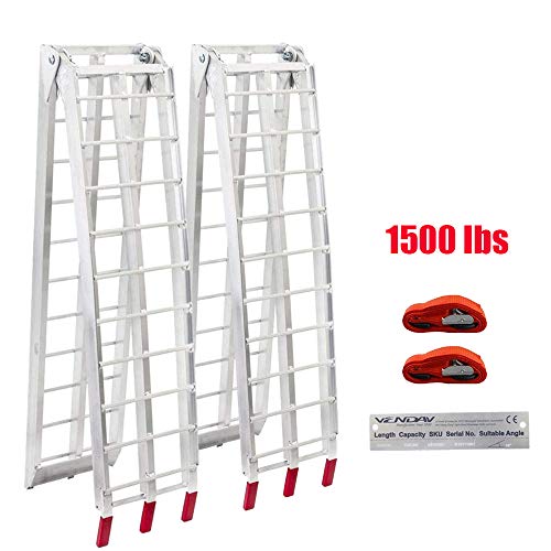 VENDAV ATV Ramps Aluminum ATV Carrier 2pc Folding Loading Ramps 7.5FT Motorcycle Ramp