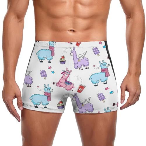 Swimming trunks homme alpaga rose motif exotique extensible