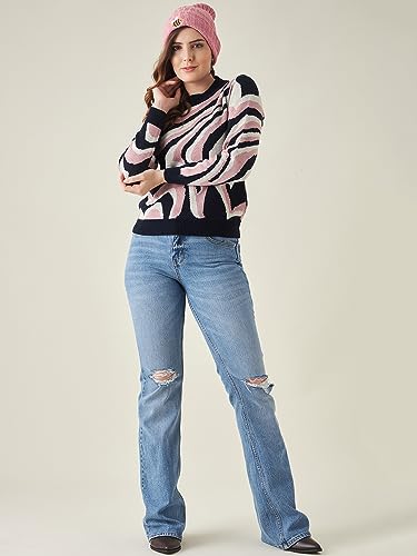 Image of Modeve Animal Print Round Neck Casual Women Sweater||Winterwear||
