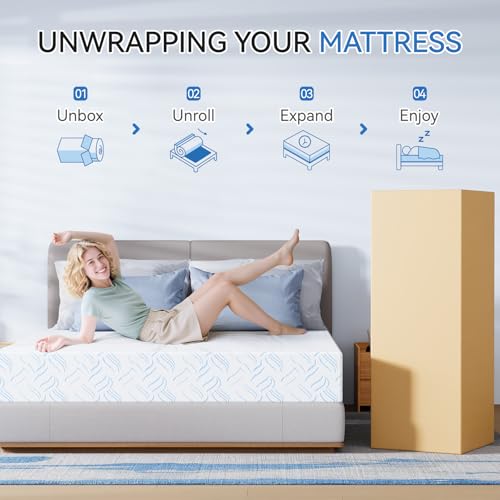 Image of Twin Mattress,Cooling Gel Memory Foam Mattress Medium Firm, with Removable Cover, Bed in A Box,Made in the USA,Support Cool Night Sleep & Pressure Relief,White(10 in, Twin-75 inch*39 inch*10 inch)