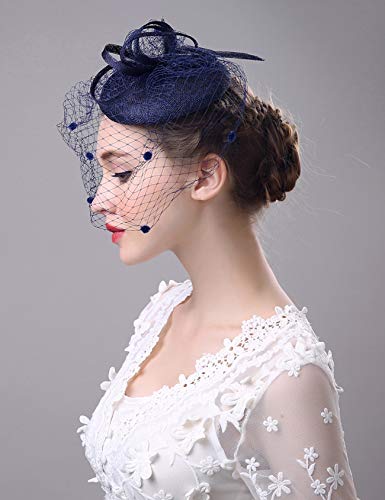 Chapéus Legou Fascinators anos 20 e 50 chapéu para coquetel, chá de festa com véu para meninas e mul