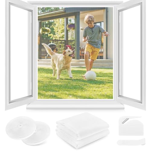 Listado de mosquiteras baratas mas vendidos 7 Mosquitera para Ventana 2 Set - 110 x 130 CM - BLANCA, No es Necesario Taladrar, CON Cúter, Adhesivo, Se Puede Cortable DIY