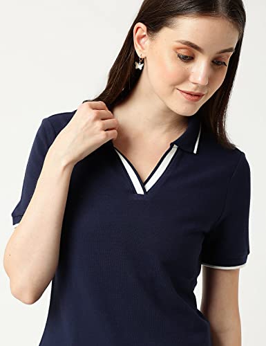 Marks & Spencer Pure Cotton Striped Polo Neck T-Shirt