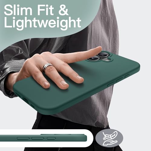 Image of JETech Liquid Silicone Case for iPhone 17 6.3-Inch, Silky Soft Touch Full-Body Protection, Anti-Scratch Shockproof Phone Cover with Microfiber Lining (Midnight Green)