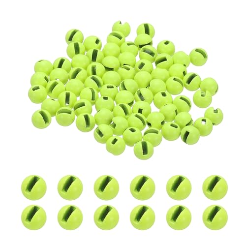 PATIKIL Fly Tying Tungsten Beads, 70 Pcs 5.5mm / 0.22 Inch Tungsten Slotted Bead Round Ball for Fly Tying Jig Hooks Fishing Materials, Green
