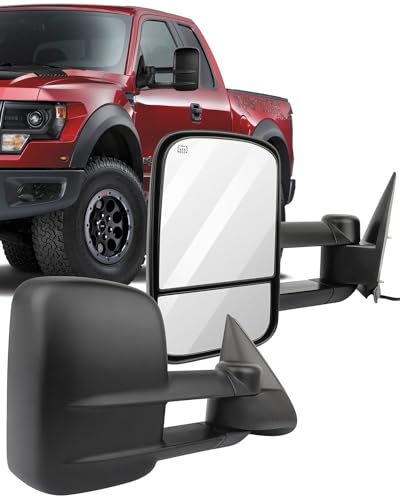 ECCPP Tow Mirrors fit for 2000-2002 for Chevy Silverado Tahoe Suburban for GMC Sierra Yukon XL Side Towing Mirrors Black Power Control Heated Driver & Passenger Side Pair Mirrors