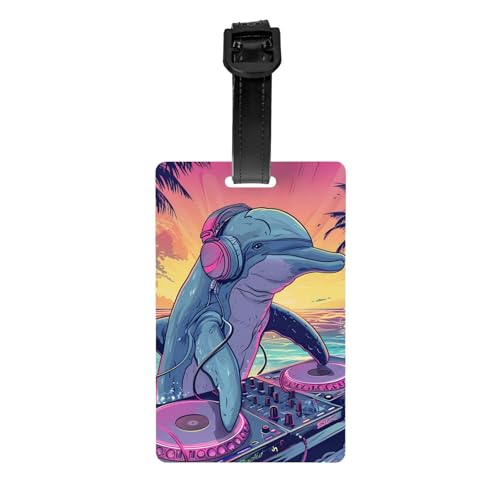 Étiquettes à bagages pour valises – Hip-Hop DJ Dolphin – Étiquettes d'identification de bagages pour valises – Étiquettes d'identification de sac, étiquettes de voyage pour accessoires de bagages avec