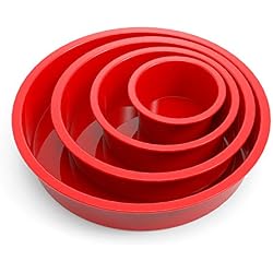 SILIVO 4-Piece Silicone Cake Pans Sets for Baking - Nonstick Silicone Round Cake Molds for Layer Cakes, Cheese Cakes and Chocolate Cakes - 3+5+7+9 inch