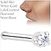 Body Candy 14k Solid Gold Nose Ring Studs -2mm Lab Created Diamond Nose Bone 18 Gauge Real White Gold Nose Ring Piercing Jewelry - 14 K Gold Nose Stud, Nose Piercings, Gold Nose Studs for Women, Men