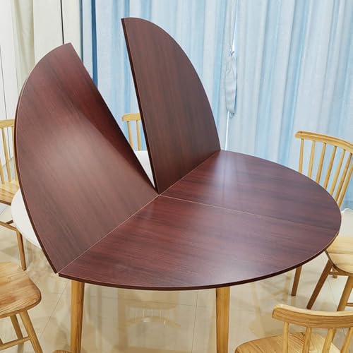 Mesa Redonda Plegable Grande Solamente Mesa Redonda De Madera De 120 Cm A 200 Cm De Diámetro Ahorro De Espacio Mesa Circular Plegable Para Interiores Y Exter(Size:180cm/70in,Color:Color sándalo rojo)