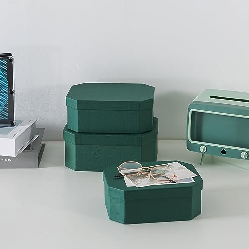 Soul & Lane Octagon Textured Decorative Boxes In Forest Green thumb #3