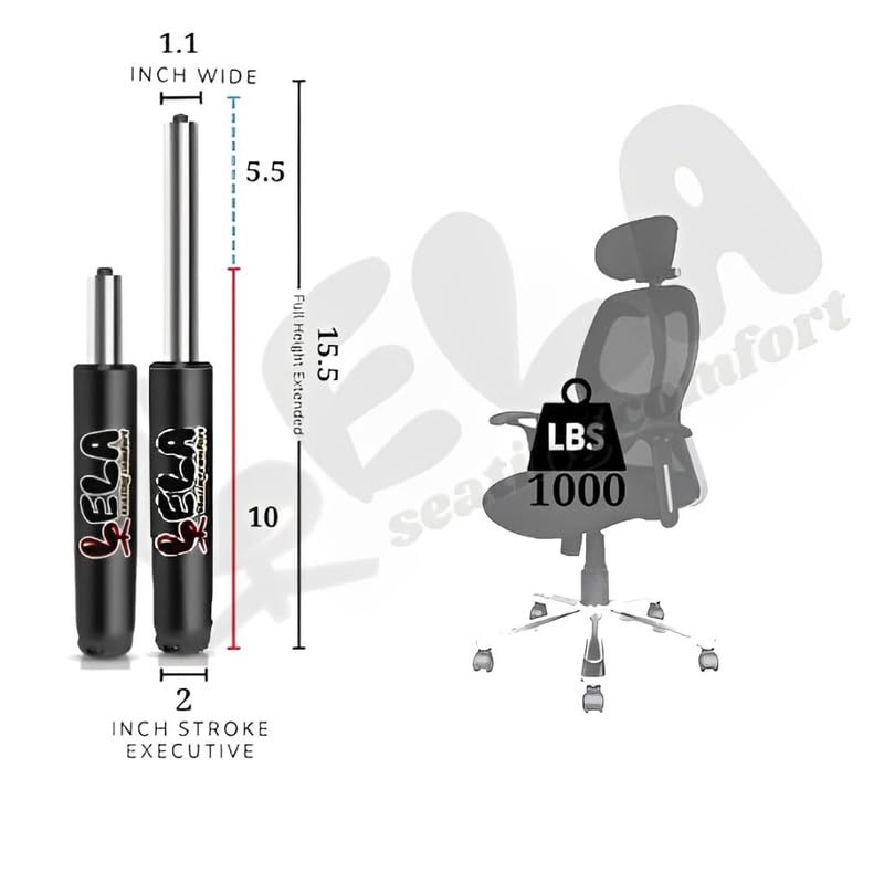 Image of Gas Lift Cylinder for Office Chair | Hydraulic Pneumatic Replacement Part | Universal Fit Heavy Duty Shock Piston for Task, Gaming, and Executive Office Chairs (Black)