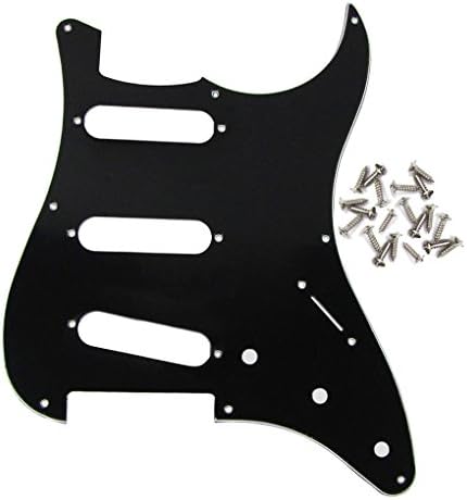 IKN 8 Hole Strat Pickguard 3Ply Black Electric Guitar Pickguard with Screw for Vintage Style Strat Guitar Parts