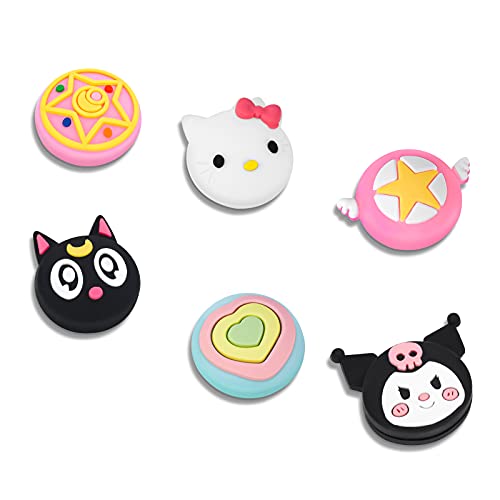 DLseego 6 PCS Switch Joy-Con Capuchons pour Manettes de Jeu, Cache-poignée Analogique en Silicone Souple Antidérapant pour Switch & Switch Lite, Thème Kawaii Cat