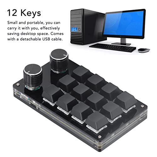 Annadue OSU Keypad 12 Key Gaming Keyboard, USB Mini 12 Key 2 Knobs Keypad Mechanical Gaming Keyboard, DIY Programmation PC Keyboard, for Office, Game, Music, Media, Laboratory – Image 5