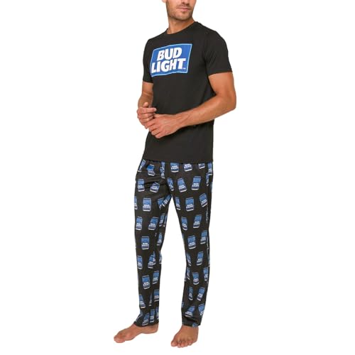 CRAZY BOXER Mens Bud Lite 2 Piece Lounge Set Casual - Black - Size S