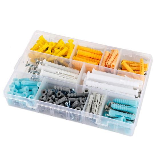 300 Pcs Plastic Drywall Wall Anchors Screw Assortment Kit Colors Plastic Anchors and Flat Head Screws for Wall Hanging and Mounting in Home Office