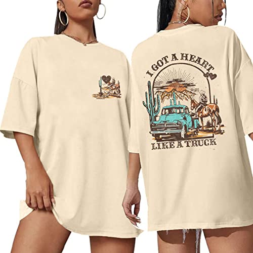 I Got A Heart Like A Truck T Shirt Women Country Music Shirts Nashville Concert Outfit Western Sunset Cowgirl Tops4