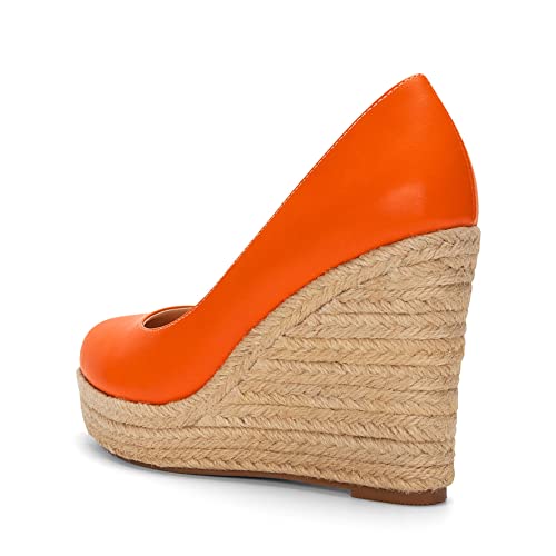 Aachcol Women Platform Wedge Chunky Block High Heel Pumps Slip-on Round Close Toe Dress Shoes Party Matte 4 Inch3