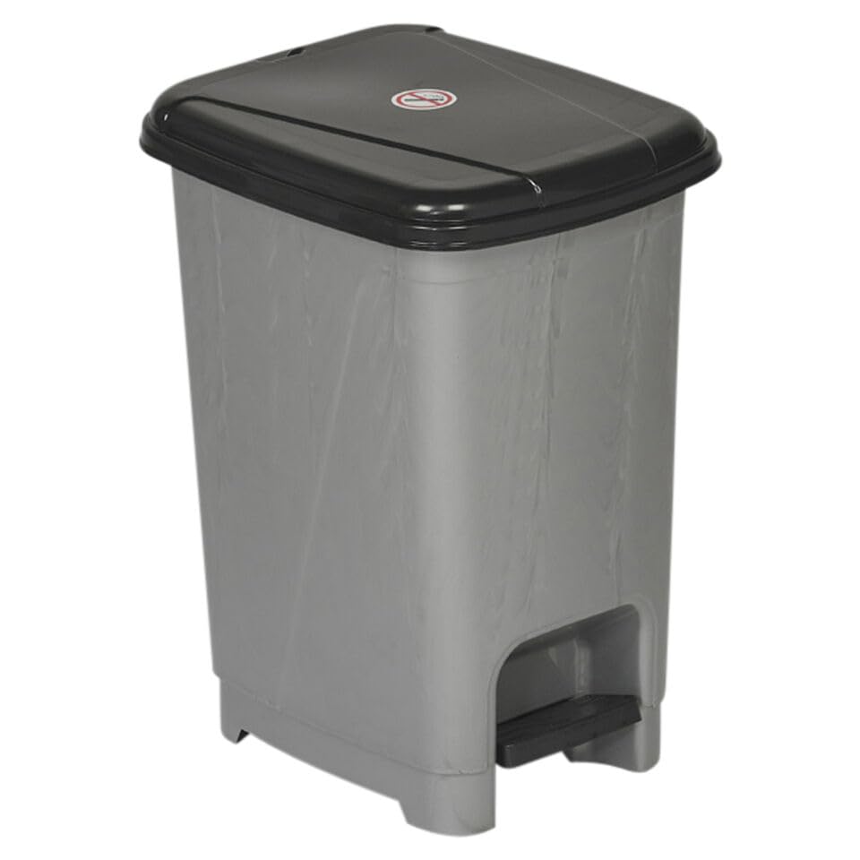 URBNLIVING 8L Grey Plastic Hands Free Mini Pedal Bin Recycle Trash Kitchen Bathroom Office Toilet Waste Garbage Storage Dustbin Basket