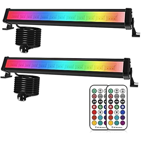 MEIHUA RGB Flood Lights Bar, 42W Led Wall Washer Light with 360° RF Remote Control, Colour Changing Stage Lights for Parties Birthday Disco Garden Festival Decorative Light 2Pack Cover