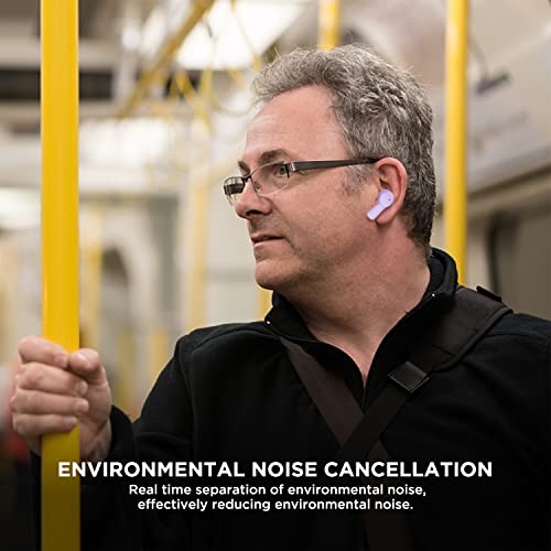 Image of HTC True Wireless Earbuds 1 Bluetooth 5.3 Earphones, in-Ear Headphone ENC Noise Cancellation with Transparent Charging Case, 32-Hour Playtime /Built-in Mic /Touch Control -Crystal Purple