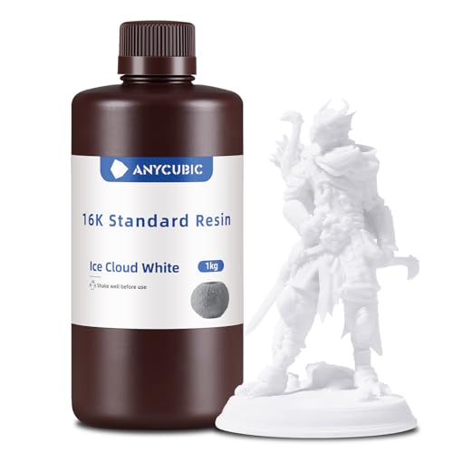 Image of ANYCUBIC 16K 3D Printer Resin, Superior Precision & Low Shrinkage 3D Resin with Matte Finish, High Hardness, Low Odor, 405nm UV Resin for LCD DLP 3D Printers (Ice Cloud White, 1kg)