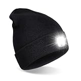 mizikuu Gorro Luz LED, LED Luminoso Gorro Sombrero Gorro de Punto con Luz Recargable Invierno Cálido Regalos para Hombres Mujeres Caminar de Noche Acampar Andar en Bicicleta