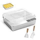 LOMUG Kuchenform, Edelstahl Backform mit Luftdichtem Deckel, 31x24x5cm, Rechteckiges Backblech zum...