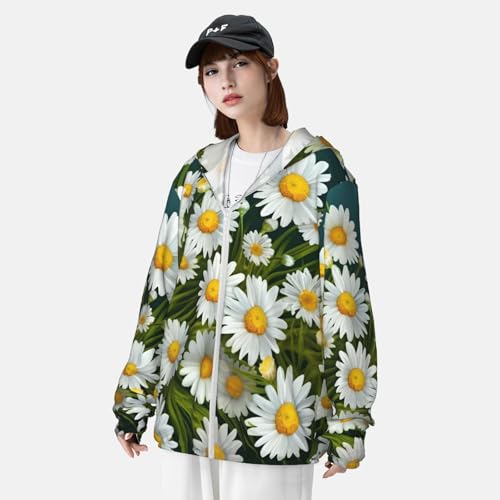 Men's Sun Protection Shirts Floral Flowers Daisies Long Sleeve Sun Shirt for Fishing Running Hiking Swim4