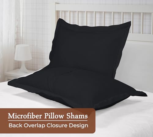 Image of Royale Linens Pillow Shams 2 Pack Standard Size 20x26 Inch - Brushed Microfiber - Bed Pillow Shams, Wrinkle Resistant Super Soft and Cozy - Back Overlap Closure - Oxford Pillowcase (Standard, Black)