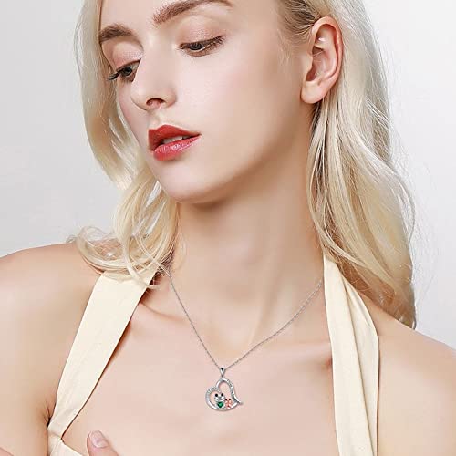 POPLYKE Frog Necklace for Women Sterling Silver Cute Frog Hold Blue/Green Heart Cubic Zirconia Pendant Necklace Jewelry for Mom Daughter2