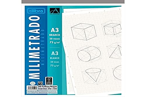 Tilibra - Caderno Colado Milimetrado A3 Branco Académie 50 Folhas - 1 un
