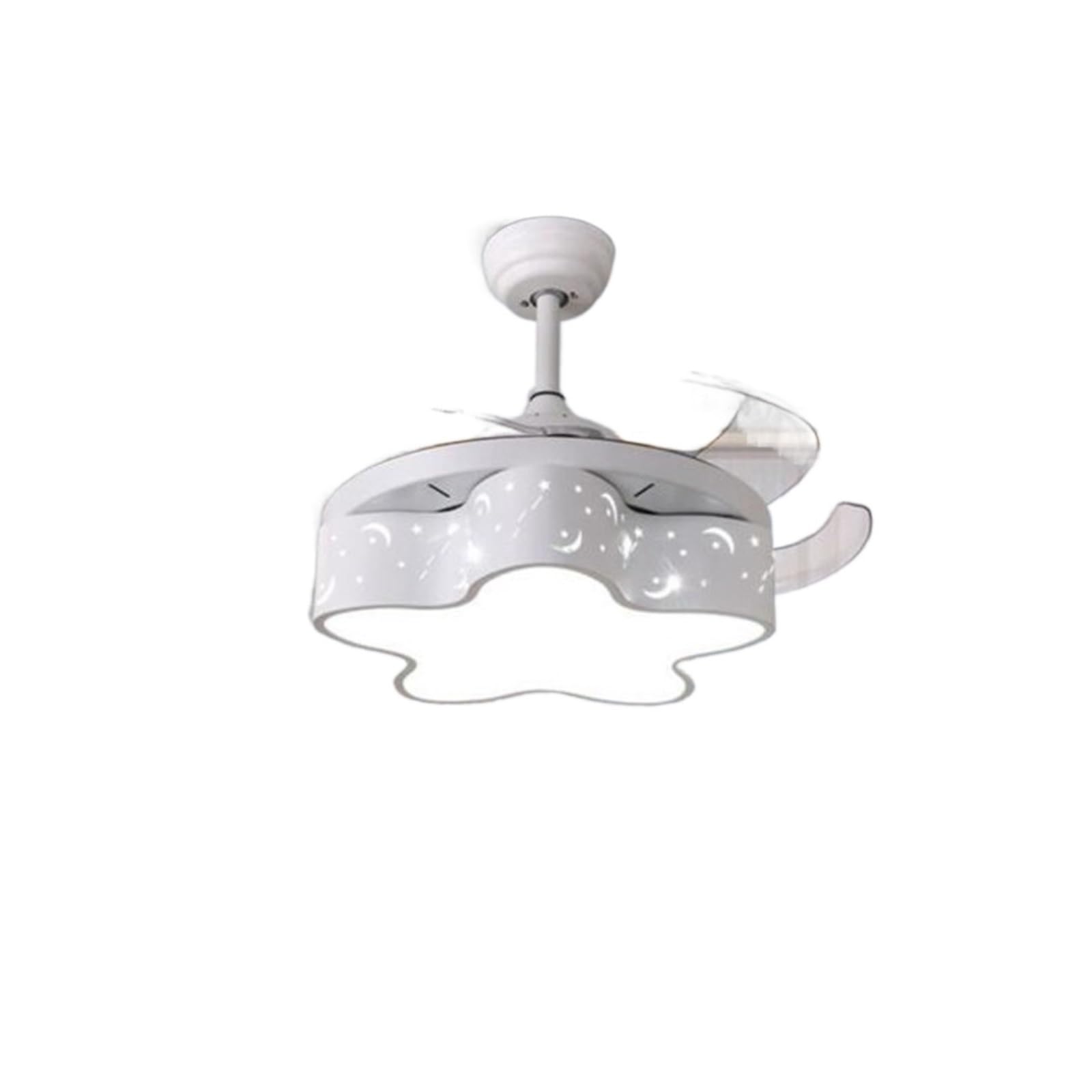 ERETYRET Children Fan Light Nordic Invisible Ceiling Restaurant Children;Bedroom Girl Princess Room Chandeliers Quiet Cooling(White,36inch)