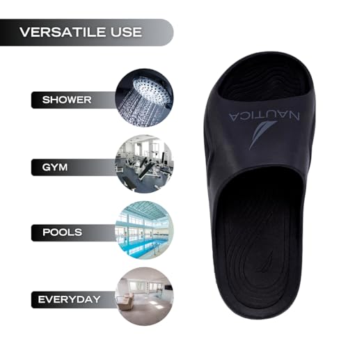 Image of Nautica Men's Athletic Slides Sport Shower Sandals for Indoor & Outdoor - Lightweight, Durable and Comfortable
