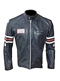 Mens House Md Hugh Laurie Dr Gregory Black Motorcycle RTAI Sports Leather Jacket (L-JACKET CHEST-48')