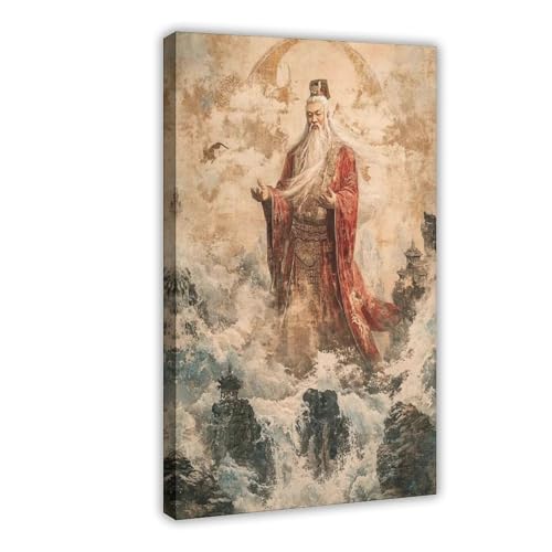Toile chinoise Erlang Shen décoration murale salon pour ambiance zen