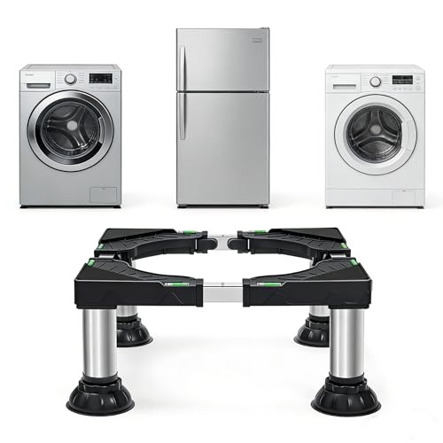 ZERIFAM Washing Machine Base Stand Washing Machine Pedestal with 4 Strong Feet Adjustable Washer and Dryer Pedestal Universal Stand Base For Washing Machine Laundry and Refrigerator (Black)