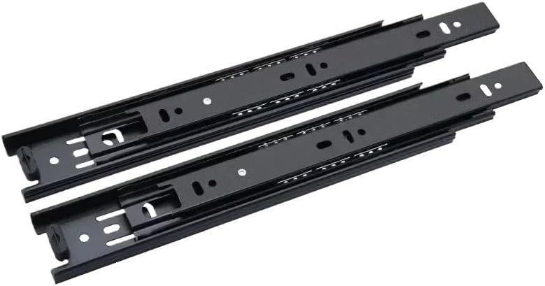 Drawer Rail Black Cold Rolling Steel 3-Way Drawers Slide Three Section Slides 16 Inch 3 Way Sliding Tracks Furniture Rails