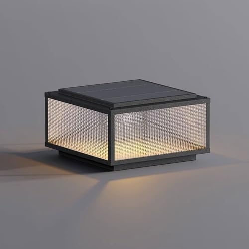 Image of IVEKYKIBC Column Pedestal Light Yard Lights with Frosted Glass Outdoor Villa Door Solar Post Lantern Industrial Style Courtyard Wall Garden Landscape Floor Lamp