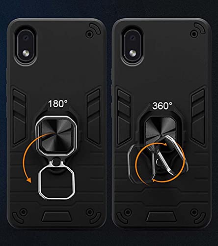 Image of Pikkme D5 Tough Armor Bumper Back Cover Case for Samsung Galaxy M01 Core |Ring Holder & Kickstand in-Built (Black)
