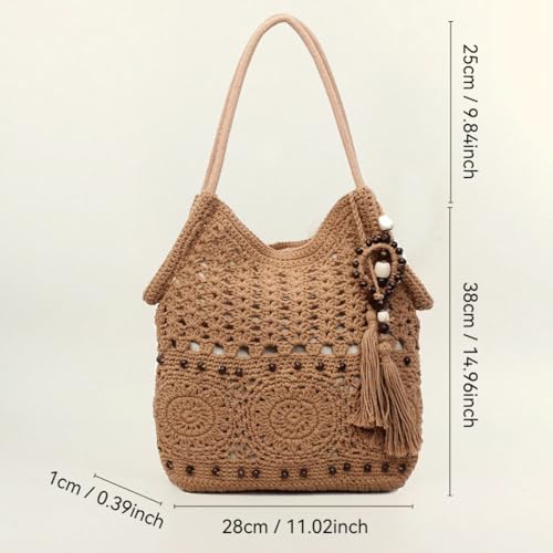 Bolso tejido Bohemio de playa con flecos para mujer miniatura 4