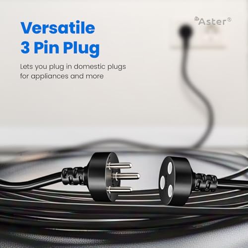 Image of Aster Single Outlet Socket Extension Board - 10A Expandable Electric Extension with 3M Heavy Duty Long Wire Cord for Indoor Outdoor Use (Black) (3 Meter)