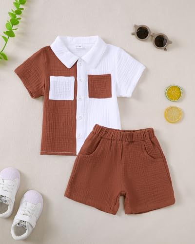 Image of Toddler Boys Clothes Baby Boy Outfit Summer Shirt Little Boy Shorts Set Cotton Clothes for Boys