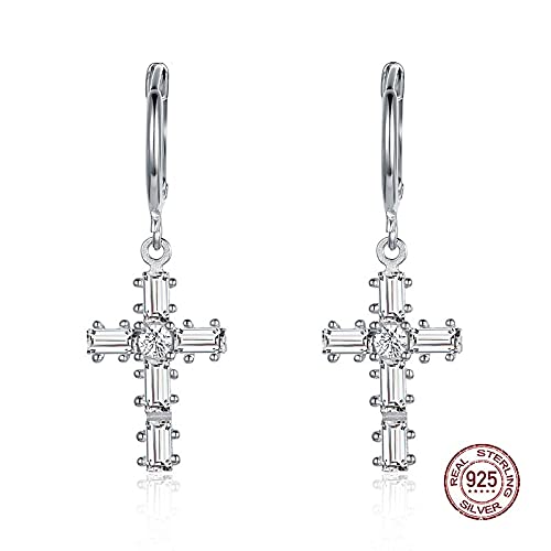 Cristaux croix boucle d'oreille strass femme avec zircon brillant