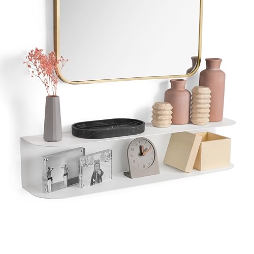etterr | Consola Recibidor de Entrada Flotante 70 cm • Estante metálico de Pared/repisa Invisible de Doble Nivel • Balda Mesa Consola para vestíbulo y Hall • Estantería Mural Estrecha para Pasillo