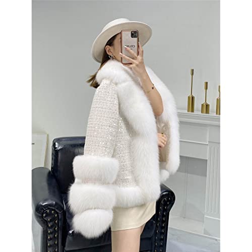 Cfsncm Wool Coat Real Collar And Cuff Winter Warm Overcoat Fashion Lapel Women Long Sleeves Jacket (Color : A, Size : M Code) #TOP1
